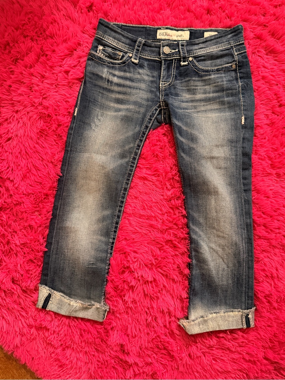 BKE Women's Dark Blue Cropped Jeans